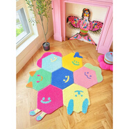 語(yǔ)森憶告別撞款煩惱六邊形地毯任意拼 臥室客廳雙蟲(chóng)人格 熒光黃 39x45cm