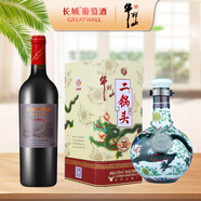 長(cháng)城五星干紅葡萄酒750ml+牛欄山珍品（30）清香型白酒53度500ml