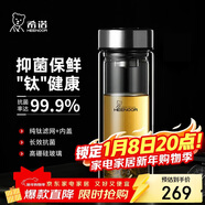 希諾（heenoor）抗菌玻璃杯雙層隔熱高檔車(chē)載水杯男2025新款泡茶杯子X(jué)N-9607KT