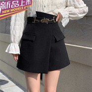 后媽褲牛仔褲女加絨冬西裝裙褲新款2025夏季時(shí)尚韓版小個(gè)子高腰遮 黑色 金屬扣西裝面料 L