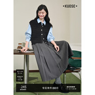 闊色（kuose）灰色西裝百褶半身裙女秋季新款學(xué)院格雷系穿搭a字長(cháng)裙子冬 灰色9013 S