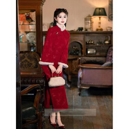 木南飛出租賃新娘敬酒服伴娘服2025新款韓版長(cháng)款修身宴會(huì )禮服敬酒服禮服 毛領(lǐng)加厚敬酒服 M