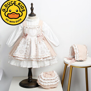 G.duck歐美寶寶背帶裙秋季女童連衣裙洛麗塔公主裙品牌童裙新款 裙褲帽打底衫四件套 100 cm