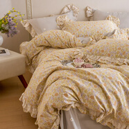 南極人（Nanjiren）全棉床上四件套純棉小碎花公主少女風(fēng)花邊被套床單四件套床笠床裙 戀愛(ài)未滿(mǎn) 1.8m床四件套/ 床單款 -被套2.0*2.3