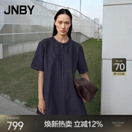 JNBY/江南布衣25夏新品連衣裙水洗A型短袖寬松休閑通勤5P4G10440 991/牛仔藏青 XS