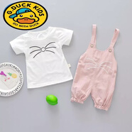 G.duck女寶寶夏裝套裝0到1周歲2至3多嬰兒衣服短袖短褲女童裝韓版潮時(shí)尚 短袖背帶鼠粉 90 建議1-1.5歲左右