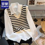 羅蒙（ROMON）圓領(lǐng)針織衫女裝2026秋季新款小香風(fēng)加厚毛衣女打底衫紅色上衣女 白色H款 均碼 建議80-140斤