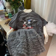 韓系純色重工網(wǎng)紗蓬蓬松緊腰短裙女2025小眾洋氣減齡裙子chic 灰色 均碼 均碼