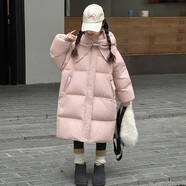 女童加厚棉衣冬裝2025新款大童韓版洋氣韓系長(cháng)款棉服冬季棉襖外套 長(cháng)款棉衣 120 (M) c