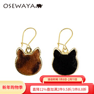 osewaya耳夾無(wú)耳洞女日系貓咪耳環(huán)少女不對稱(chēng)氣質(zhì)甜美可愛(ài)耳飾動(dòng)物禮物 耳環(huán) 黑色