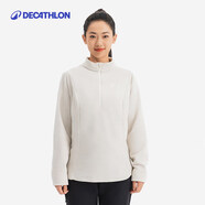 迪卡儂（DECATHLON）戶(hù)外透濕抓絨女加厚搖粒絨抓絨衣保暖外套沖鋒衣內膽MH100 半拉鏈 女款 米白色 S