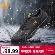 361°運動(dòng)鞋男鞋秋冬季透氣網(wǎng)面跑鞋黑色通勤輕質(zhì)戶(hù)外慢跑步鞋 曜石黑/皇冠金【皮革面防潑水】 39