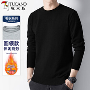 啄木鳥(niǎo)（TUCANO）圓領(lǐng)毛衣男士時(shí)尚簡(jiǎn)約針織衫舒適保暖百搭男裝上衣打底衫 黑色2XL