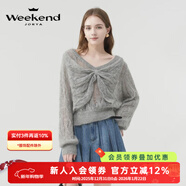 卓雅周末（JORYA weekend）23秋季新款V領(lǐng)鏤空甜美蝴蝶結寬松軟糯毛針織衫EJWDCQ25 霜灰色 S