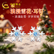中國黃金 S925銀雪花耳釘女養耳洞耳環(huán)墜飾品新年生日情人節禮物送女生 雪花耳釘【浪漫玫瑰禮盒】  *八倉發(fā)貨*當/次日達