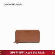 EMPORIO ARMANI/阿瑪尼官方旗艦【新年禮物】男女拉鏈錢(qián)夾錢(qián)包卡包秋冬 U6124-摩卡色