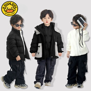 G.duck2025秋冬加厚兒童外套運動(dòng)戶(hù)外防風(fēng)保暖沖鋒衣中大童三件套 【三件套】I黑外套+黑羽絨內搭+白抓絨里搭 110 /52 建議23-30斤