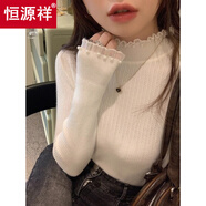 恒源祥蕾絲下擺秋冬新款小香味風(fēng)格內毛衣女半高領(lǐng)百搭休閑減齡針織上衣 白色 S