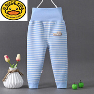 G.duck寶寶加絨加棉高腰褲子嬰幼兒春秋冬保暖護肚褲男女可開(kāi)檔秋褲 加絨條紋藍色 90 建議2-3歲