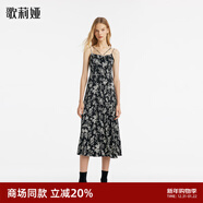 歌莉婭連衣裙女春季新款設計感黑白印花吊帶裙氣質(zhì)長(cháng)裙1C2R4K640 83D黑底印花 S