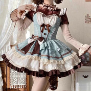 山楂漿果薄巧芙芙新年薄荷巧克力狗短蓬蓬裙溫柔可愛(ài)風(fēng)洋裝 薄巧色jsk送腰間蝴蝶結【送飛機盒】 XL 【120斤-140斤】