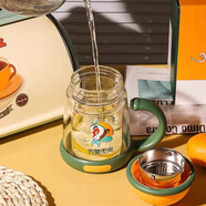 杯具熊正品杯具熊新款芝麻街雙層玻璃杯便攜創(chuàng  )意貓咪手柄夏季冬季暖手杯 悟空綠色 320ml