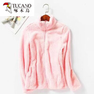 啄木鳥(niǎo)（TUCANO）雙面搖粒絨毛毛外套女短款大碼珊瑚絨秋冬加厚保暖抓絨上衣女衛衣 粉色 女暖暖絨毛毛衣 4XL 建議體重140-155
