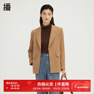 播西裝外套女韓版氣質(zhì)短款翻領(lǐng)西服上衣DDQ4XD5224 O90茶棕色 M