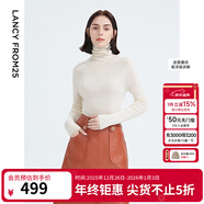 朗姿騏驥紅【羊毛Basic衣櫥】純羊毛毛針織衫冬季新款修身長(cháng)袖毛衣 本白色 XL