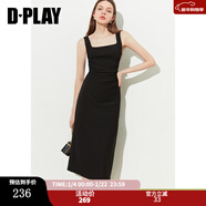 DPLAY2025年秋季新款白色連衣裙女長(cháng)款顯瘦氣質(zhì)包臀裙吊帶裙子中長(cháng)裙 經(jīng)典黑 S