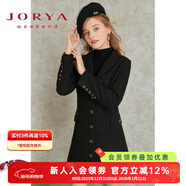 卓雅周末（JORYA weekend）2022冬季新款粗花呢吊帶收腰肌理感連衣裙兩件套EJWCDQ1 黑色 L