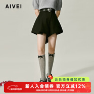 AIVEI欣賀艾薇2024秋季解構主義顯瘦A字高腰百搭闊腿短褲C753503B 黑色 S