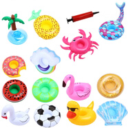 靠森（Kaooseen）水上充氣杯座泳池派對拍照飲料杯墊游泳戲水玩具水池漂浮托盤(pán)奶茶 套裝一(套餐內的打氣筒顏色隨機)-R82-R51