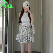 乖米豆韓系黑色碎花半身裙女夏季2025新款蛋糕裙半裙小個(gè)子a字裙 白色  均碼 M95-0斤