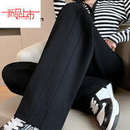 皮爾卡丹2025新款休閑褲女士高腰純C棉運動(dòng)衛褲秋冬大尺碼顯瘦直筒時(shí)尚潮 黑色【煙管褲/女式/胖mm/小個(gè)子 XL 【115-130斤】