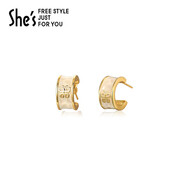 She's茜子飾品梔子花環(huán)925銀針耳釘小眾設計感耳環(huán)新年禮物送女友