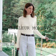 麥檬【升級48支10%羊絨打底】MM精紡18針120S針織衫羊毛25秋新品 兩穿半高領(lǐng)-白色5G9933352-1 S