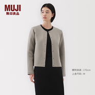 MUJI女式 雙層編織 開(kāi)衫 女外套長(cháng)袖  25年春季外衣 女裝休閑BB2R1A5S 深咖啡色 S (155/80A)