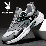 花花公子男鞋大碼冬季厚底運動(dòng)鞋軟底輕便防滑耐磨休閑跑步鞋45碼 黑綠-皮面款【贈運費險】2320 41