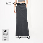 MO&Co.簡(jiǎn)約高腰后開(kāi)叉長(cháng)款半身裙長(cháng)裙白色灰色設計感裙子摩安珂 深花灰色-第2批 L 170