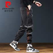 皮爾卡丹（pierre cardin） 潮牌工裝褲子男寬松束腳休閑褲秋冬新款潮流痞帥燈芯絨哈倫長(cháng)褲 深灰 +運費險 XL 適合135-150斤