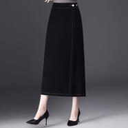 ANBIEM一片式牛仔半身裙女2025新款秋季爆款裙子開(kāi)叉直筒包臀裙一步女裙 黑色 S  