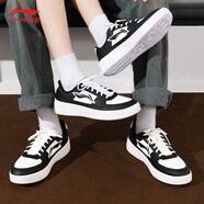 李寧男鞋女鞋板鞋秋冬新款情侶潮流鞋子休閑運動(dòng)鞋熊貓黑白滑板小白鞋 黑色/標準白【月臨-女款】 38