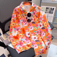 富詩(shī)媛港風(fēng)襯衫女 早春花朵晚會(huì )寬松襯衣長(cháng)袖外穿復古港風(fēng)設計感 5 S 體重75-90斤