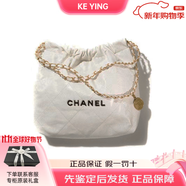 香奈兒（Chanel）女包托特包 22bag系列小號真皮垃圾袋包 新年禮物元旦禮物 白色黑字22bag小號35*37*8