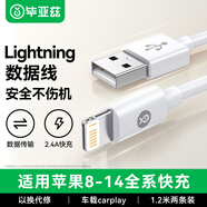 畢亞茲適用于【2條裝】蘋(píng)果數據線(xiàn)iPhone14ProMax/13/12/11/xs手機充電線(xiàn)iPadair平板USB車(chē)載快充線(xiàn)1.2米