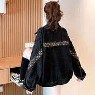 Radinka2025牛仔衣服女外套韓版寬松牛仔外套女網(wǎng)紅潮流小個(gè)子牛仔服 #繡花款黑即將買(mǎi)完 M 建議101-115斤