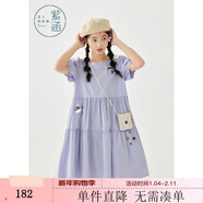 紫涵（ZIHAN）紫涵甜美少女連衣裙夏季新款多巴胺穿搭小個(gè)子圓領(lǐng)泡泡袖短裙 清新紫 M