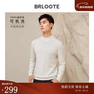 巴魯特【可機洗】100%純羊毛衫男士秋冬款修身打底針織衫保暖毛衣 白色-半高領(lǐng) M （170/92A）