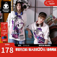 閃電潮牌（GENANX）太空棉夏季T恤男嘻哈情侶裝寬松字母印花動(dòng)漫五分袖潮流短袖 白色 S